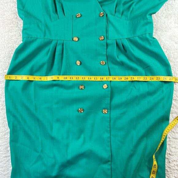Vintage 80s VLP Plus teal button down power suit dress, size 24 - Picture 8 of 11